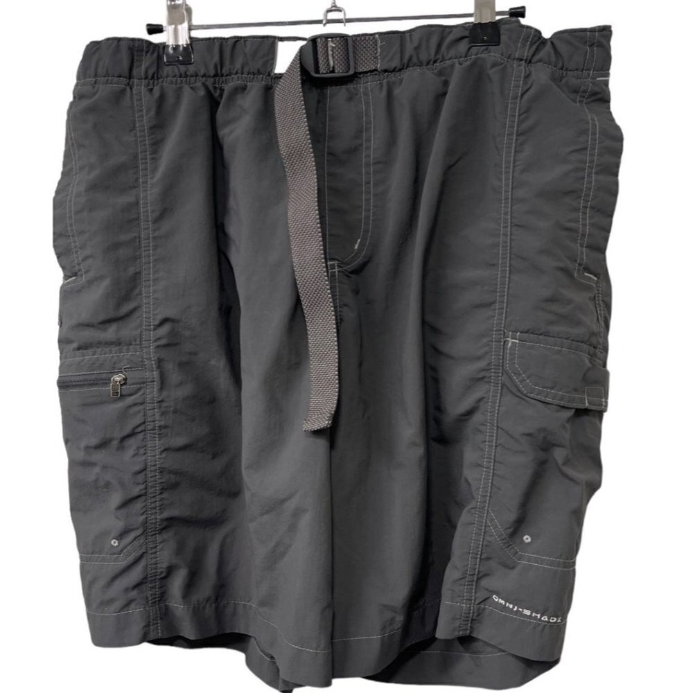 Columbia Men's Shorts Size L Hybrid Mesh Gray Flexible Built In Belt Cargo